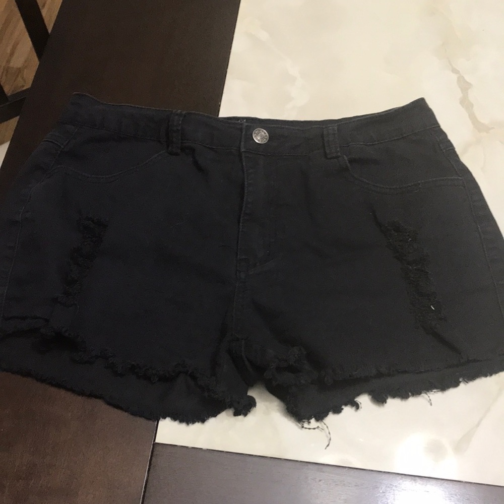 Black cut off shorts